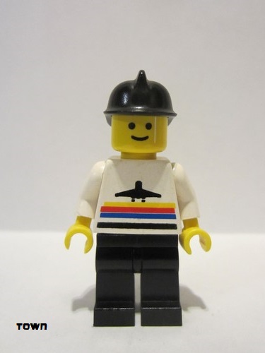 lego 1991 mini figurine air001 Citizen Airport - Classic, Black Legs, Black Fire Helmet 