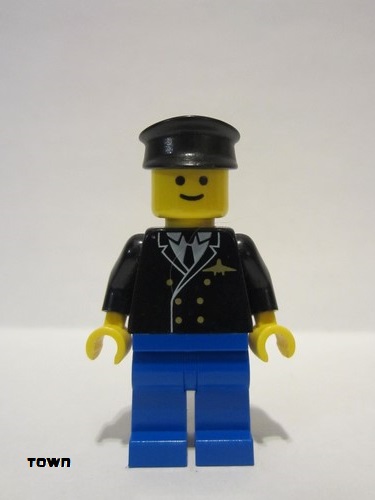 lego 1991 mini figurine air037 Citizen Airport - Pilot, Blue Legs, Black Hat 