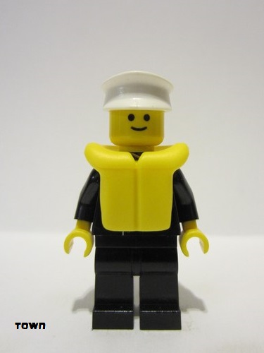lego 1991 mini figurine boat004 Boat Admiral With Gold Anchor Pattern, Life Jacket 