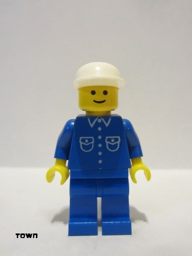 lego 1991 mini figurine but016 Citizen Shirt with 6 Buttons - Blue, Blue Legs, White Cap 