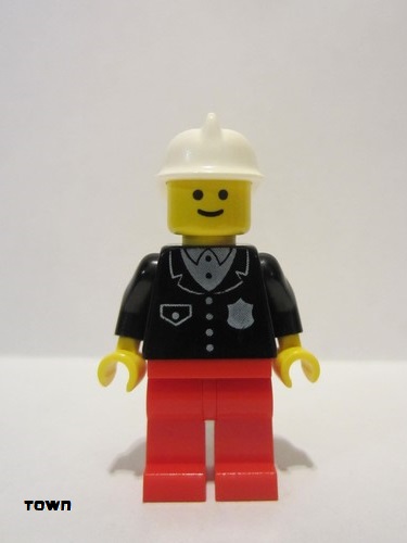 lego 1991 mini figurine cop052 Police Suit with 4 Buttons, Red Legs, White Fire Helmet 