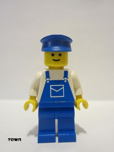 lego 1991 mini figurine ovr034 Citizen Overalls Blue with Pocket, Blue Legs, Blue Hat 
