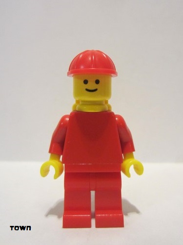 lego 1991 mini figurine pln130 Citizen Plain Red Torso with Red Arms, Red Legs, Red Construction Helmet, Yellow Airtanks 