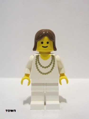 lego 1991 mini figurine trn006 Citizen Necklace Gold - White Legs, Brown Female Hair 