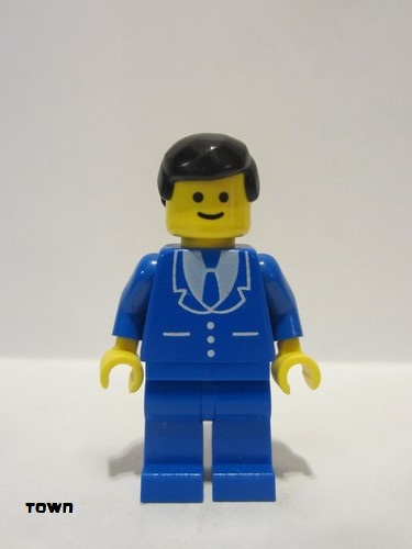 lego 1991 mini figurine trn027 Citizen Suit with 3 Buttons Blue - Blue Legs, Black Male Hair 