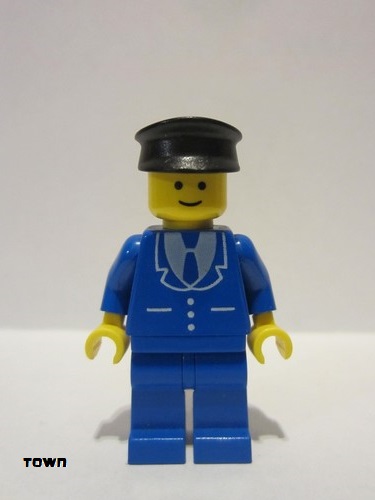 lego 1991 mini figurine trn093 Citizen Suit with 3 Buttons Blue - Blue Legs, Black Hat 