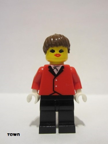 lego 1992 mini figurine par014 Citizen Red Riding Jacket - Black Legs, Brown Ponytail Hair 