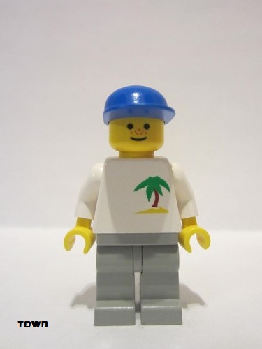 lego 1992 mini figurine par021 Citizen Palm Tree - Light Gray Legs, Blue Cap 