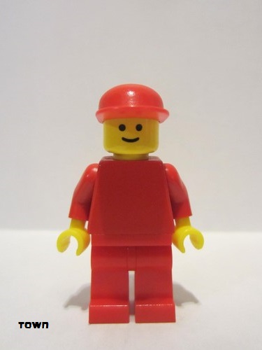 lego 1992 mini figurine pln043 Citizen Plain Red Torso with Red Arms, Red Legs, Red Cap 