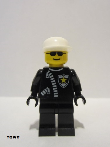 lego 1993 mini figurine cop006 Police Zipper with Sheriff Star, White Cap 