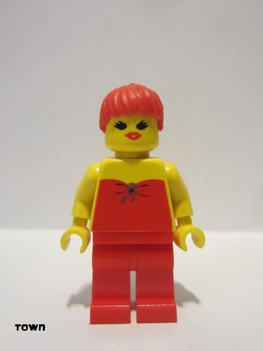 lego 1993 mini figurine fbr003 Citizen Red Halter Top - Red Legs, Red Ponytail Hair 