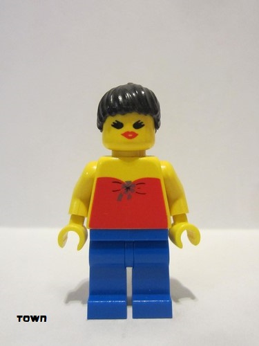 lego 1993 mini figurine par050 Citizen Red Halter Top - Blue Legs, Black Ponytail Hair 