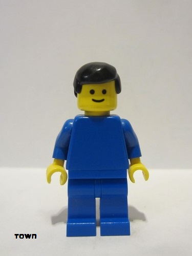 lego 1993 mini figurine pln141 Citizen Plain Blue Torso with Blue Arms, Blue Legs, Black Male Hair 