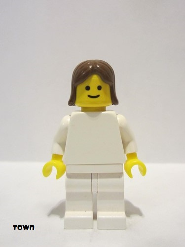 lego 1993 mini figurine pln142 Citizen Plain White Torso with White Arms, White Legs, Brown Female Hair 