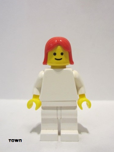lego 1993 mini figurine pln143 Citizen Plain White Torso with White Arms, White Legs, Red Female Hair 