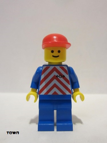 lego 1993 mini figurine trn048 Citizen Red & White Stripes - Blue Legs, Red Cap 