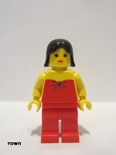 lego 1994 mini figurine fbr002 Citizen Red Halter Top - Red Legs, Black Female Hair 