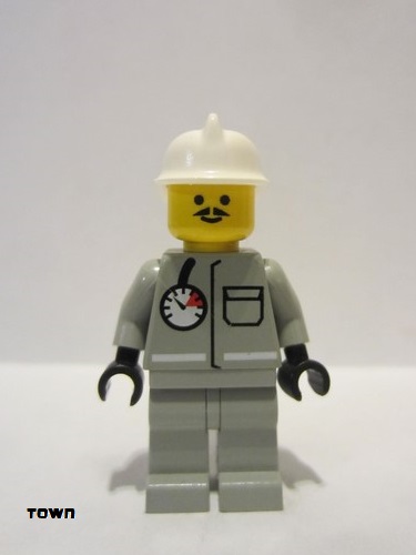 lego 1994 mini figurine firec007 Fire Air Gauge and Pocket, Light Gray Legs, White Fire Helmet 