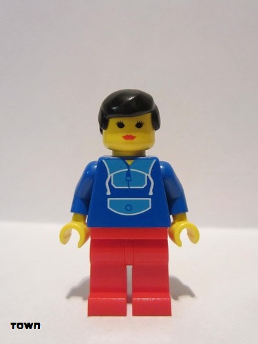 lego 1994 mini figurine par048 Citizen Jogging Suit - Red Legs, Black Male Hair 