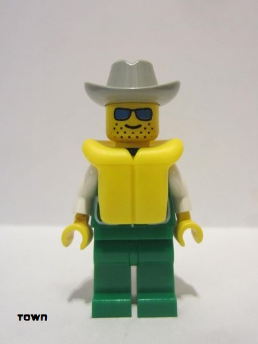 lego 1994 mini figurine pck004 Citizen Jacket Green with 2 Large Pockets - Green Legs, Light Gray Cowboy Hat 