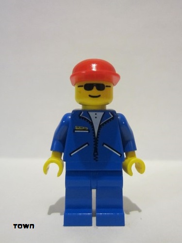 lego 1995 mini figurine jbl001 Citizen Jacket Blue - Blue Legs, Red Cap, Sunglasses 