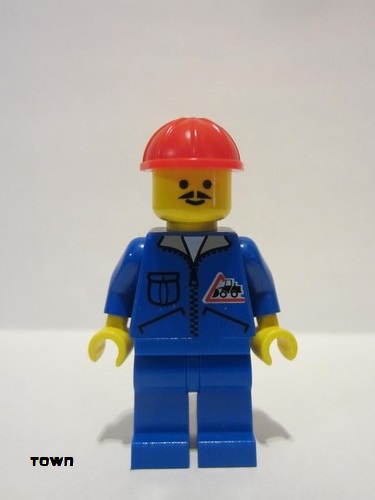lego 1995 mini figurine jbl002 Citizen Bulldozer Logo - Blue Legs, Red Construction Helmet 