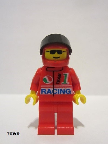 lego 1995 mini figurine oct029 Octan Racing, Red Legs, Red Helmet 7 White Stars, Black Visor 