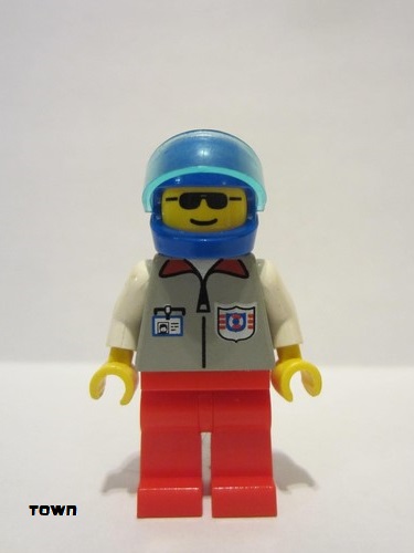 lego 1995 mini figurine res004 Coast Guard 1 Red Legs, Blue Helmet, Trans-Light Blue Visor 