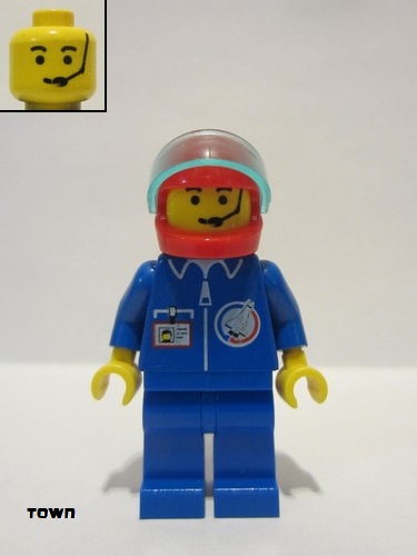 lego 1995 mini figurine splc005 Crew Red Helmet, Trans-Light Blue Visor 