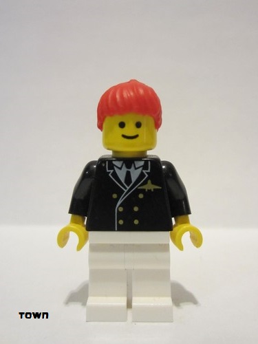 lego 1996 mini figurine air015 Airport - Pilot White Legs, Red Ponytail Hair 