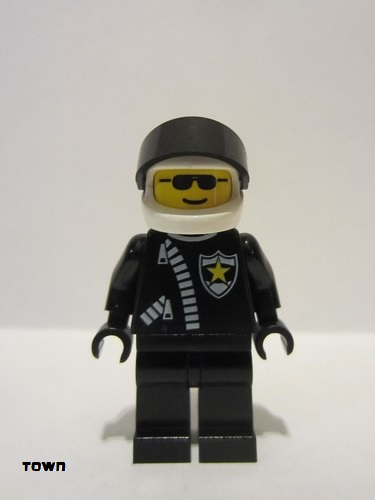 lego 1996 mini figurine cop019 Police Zipper with Sheriff Star, White Helmet, Black Visor 
