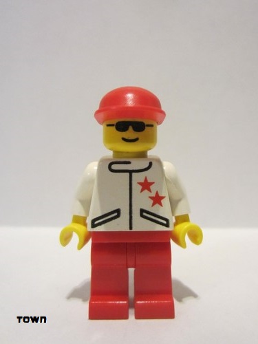lego 1996 mini figurine jstr008 Citizen Jacket 2 Stars White - Red Legs, Red Cap 