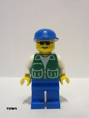 lego 1996 mini figurine pck015 Citizen Jacket Green with 2 Large Pockets - Blue Legs, Blue Cap 