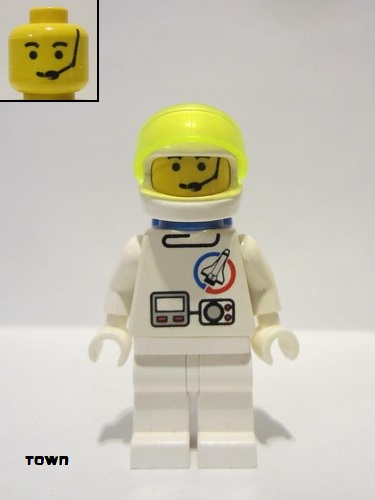 lego 1996 mini figurine splc007 Astronaut Helmet, Trans-Neon Green Visor, Blue Airtanks 