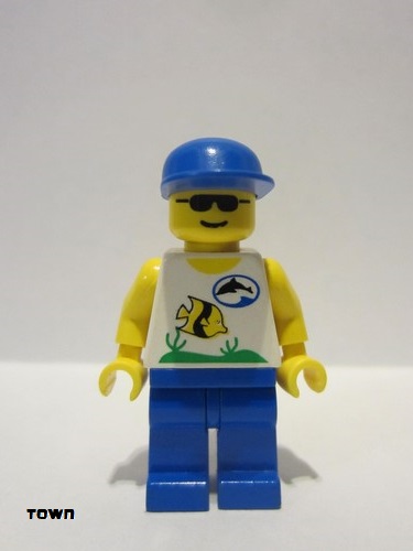 lego 1997 mini figurine div003 Divers Boatie 1, Blue Cap 