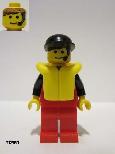 lego 1997 mini figurine div007 Divers Control 1, Red Legs, Black Cap, Life Jacket 