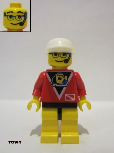 lego 1997 mini figurine div012 Divers Control 2, Yellow Legs with Black Hips, White Cap 