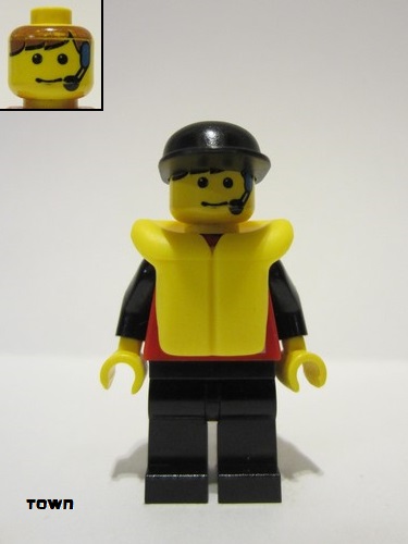 lego 1997 mini figurine div022 Divers Control 1, Black Legs, Black Cap, Life Jacket 