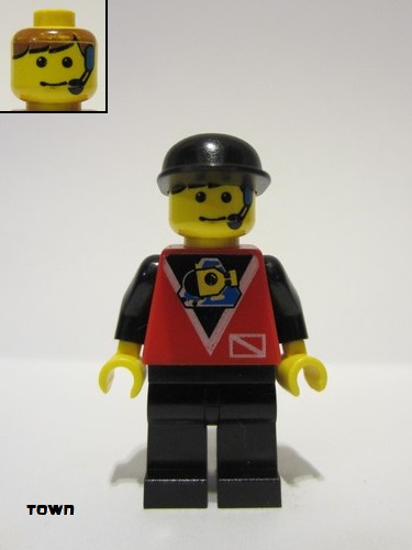 lego 1997 mini figurine div023 Divers Control 1, Black Legs, Black Cap 