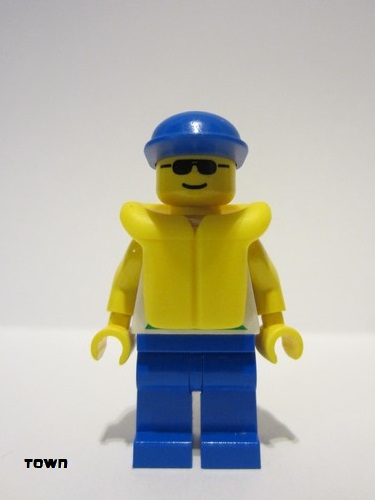 lego 1997 mini figurine div025 Divers Boatie, Fish and Dolphin Shirt, Blue Cap, Life Jacket 