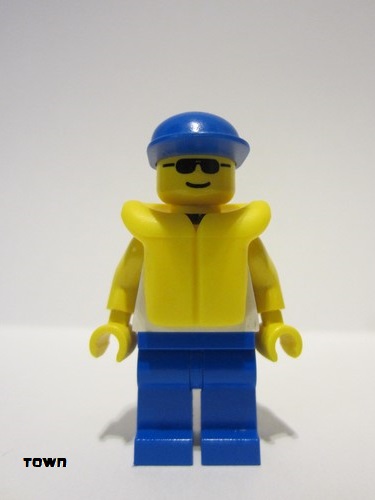 lego 1997 mini figurine div026 Divers Boatie, Dolphin Shirt, Blue Cap, Life Jacket 