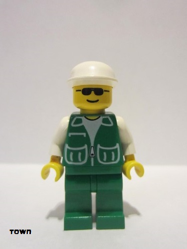 lego 1997 mini figurine pck006 Citizen Jacket Green with 2 Large Pockets - Green Legs, White Cap 