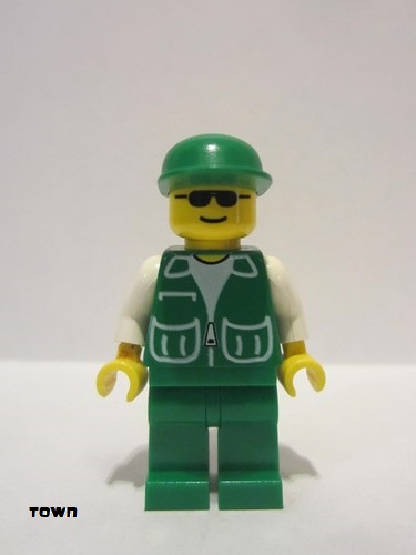 lego 1997 mini figurine pck020 Citizen Jacket Green with 2 Large Pockets - Green Legs, Green Cap 