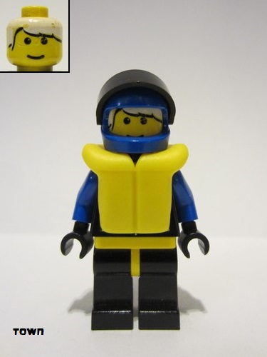 lego 1998 mini figurine ext002 Extreme Team Blue, Blue Helmet Plain, Life Jacket 