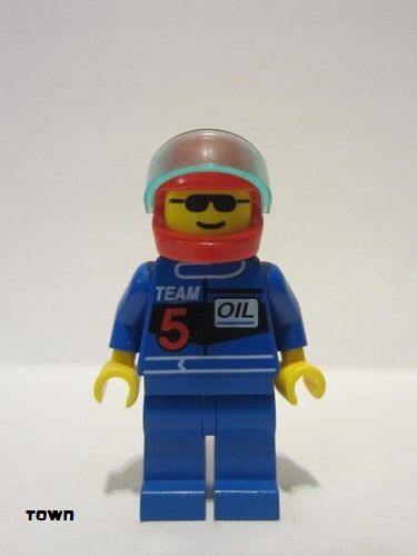 lego 1998 mini figurine rac003 Racing Team 5 Red Helmet, Trans-Light Blue Visor 
