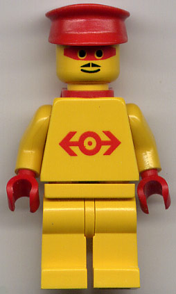 lego 1998 mini figurine trn102a Railway Employee Lego Loco 1 Red Plastic Cape 