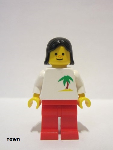 lego 1998 mini figurine twn039 Citizen Palm Tree - Red Legs, Black Female Hair 
