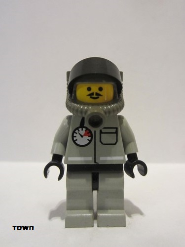 lego 1999 mini figurine airdg001 Fire Air Gauge and Pocket, Light Gray Legs and Black Hips, Underwater Helmet with Hose 