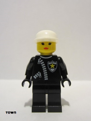 lego 1999 mini figurine cop026 Police Zipper with Sheriff Star, White Cap, Female 