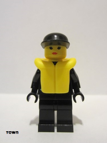 lego 1999 mini figurine cop031 Police Zipper with Sheriff Star, Black Cap, Life Jacket 